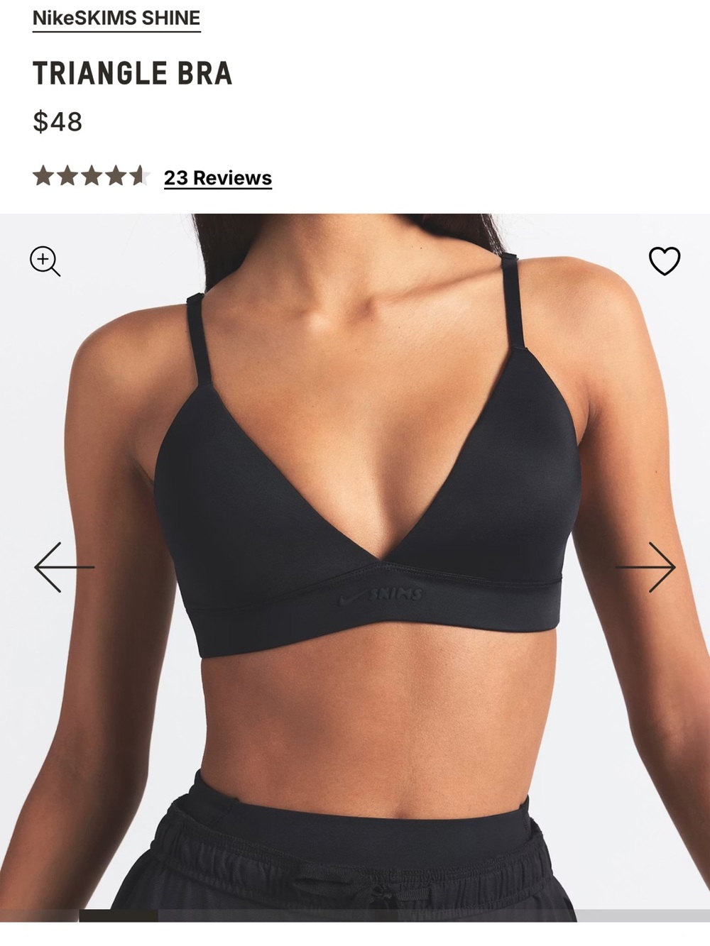 SKIMS Shine Triangle Bra - Black